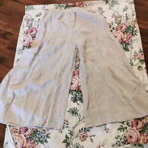 Vintage Match Point USA Gray Linen Wide Leg High Rise Cropped Pants L 0361